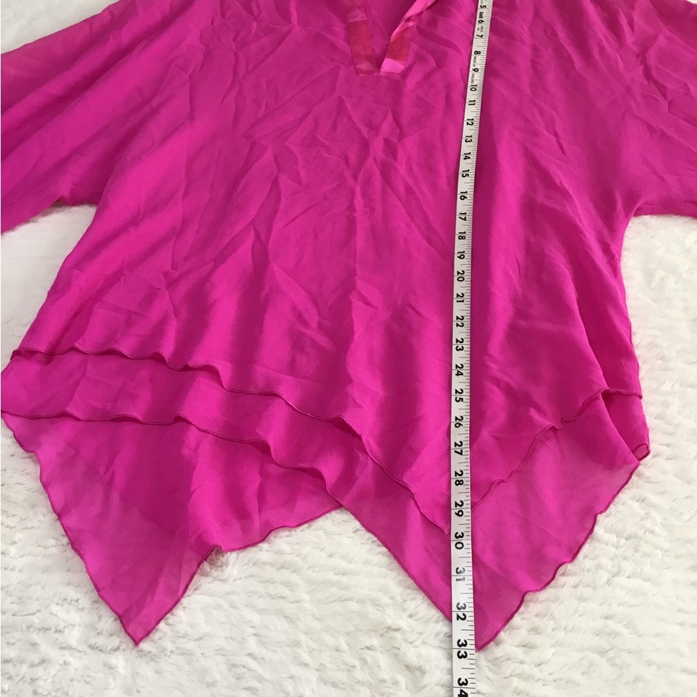 Escada fuchsia pink pointy silk blouse size small - Picture 8 of 11